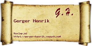 Gerger Henrik névjegykártya